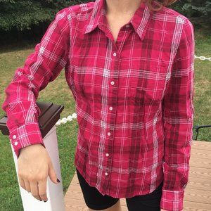 Pink and White Arizona Jean Company Flannel Shirt